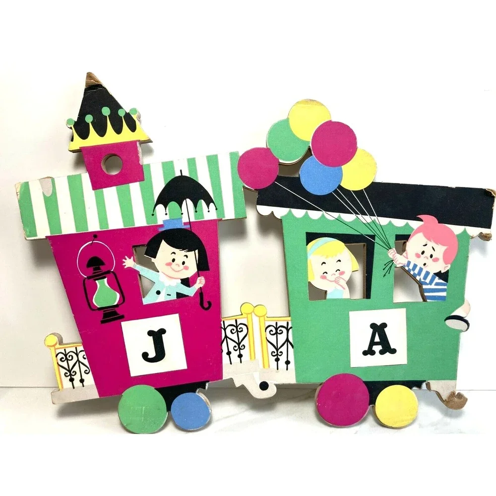 Dolly Toy Co. Nursery Train Wall Hanging Cardboard Heavy Thick set of 4